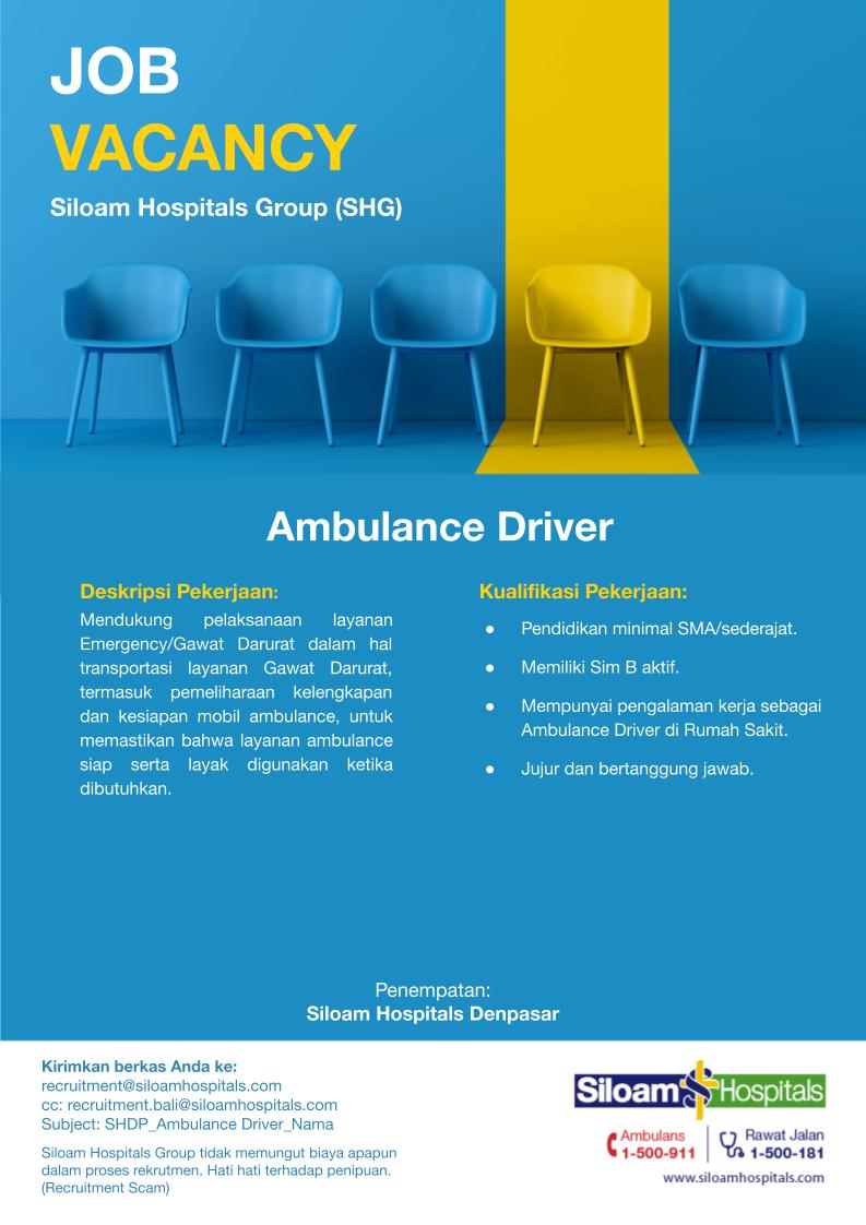 Lowongan Kerja: Ambulance Driver Siloam Bali