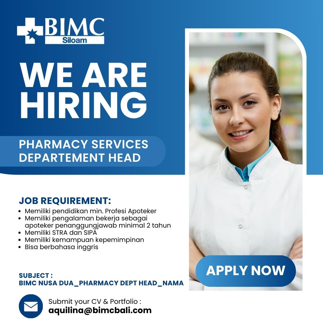 We Are Hiring (Pharmacy services departement head)